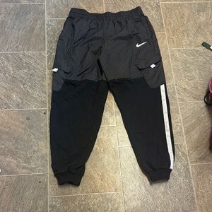 Nike Black and Gray Joggers with White Accents